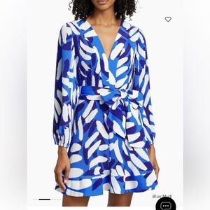 Milly -Liv Grand Foliage Belted Pleated Mini Dress Size 6NWT $450